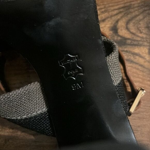 Tory Burch Stripped Canvas/ Leather Platform Sandal Size 9 - Picture 7 of 9